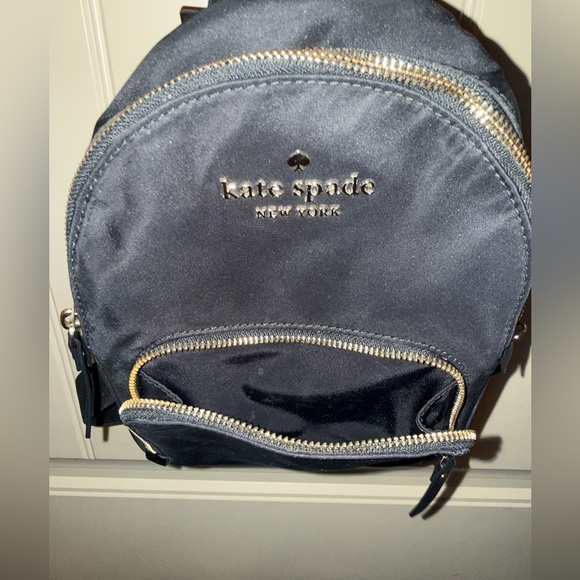 Kate Spade New York Nylon Mini Backpack Purse Black Gold - Picture 6 of 8